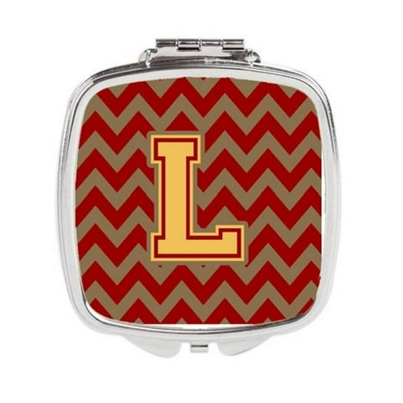 Letter L Chevron Garnet & Gold Compact Mirror - Garnet & Gold - 3in. H x 0.3in. W x 2.75in. L