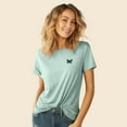 thumbnail image 4 of Dalix Butterfly Embroidered Cotton Relaxed Fit Short Sleeve Crewneck Tee Shirt Women in Dusty Blue XL X-Large, 4 of 5
