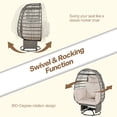 thumbnail image 3 of Royard Oaktree Swivel Egg Chair, Patio Rattan Rocking Chair with Cushions and Pillows, 350lbs Capacity Indoor/Outdoor Large Lounge Wicker Chair for Patio, Backyard, Living Room, Beige and Grey, 3 of 7