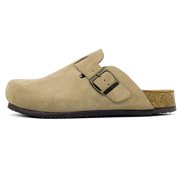 Women's Genuine Suede Clogs Soft Cork Footbed Sandals Leather Mules Potato Shoes with Arch Support