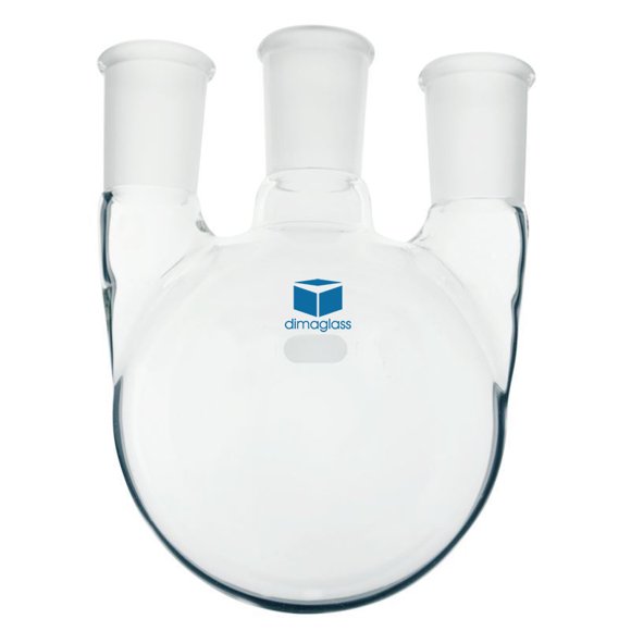 DIMA GLASS® Flask, Three Neck, Vertical Center 24/40, Side 24/40, 100 mL