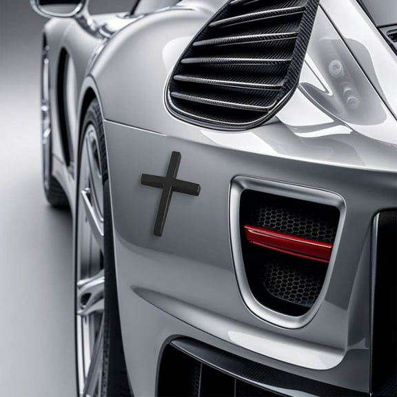 Leodye 1PCS Metal Jesus Christ Cross Badge Stickers, 2.5"1.8" Individual Car Cross Sticker, Self Adhesive Scratch Covering Metal Cross Auto Emblem Decal for Car Body Fender Tail