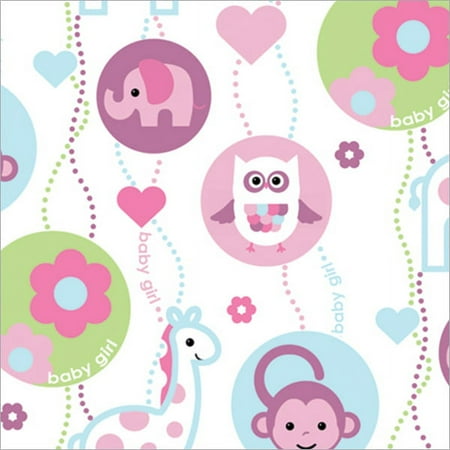 Gift Wrap 30"X5' Roll-Baby Girl, Pk 6, Cindus