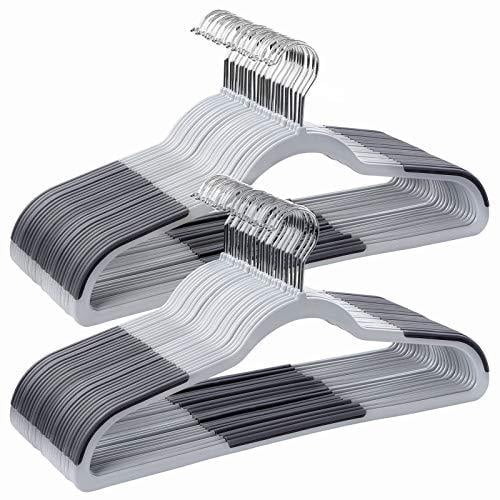 SONGMICS Pack of 50 Plastic Coat Hangers, High Quality, Non Slip, 360° Swivel Hook, Gray UCRF50G