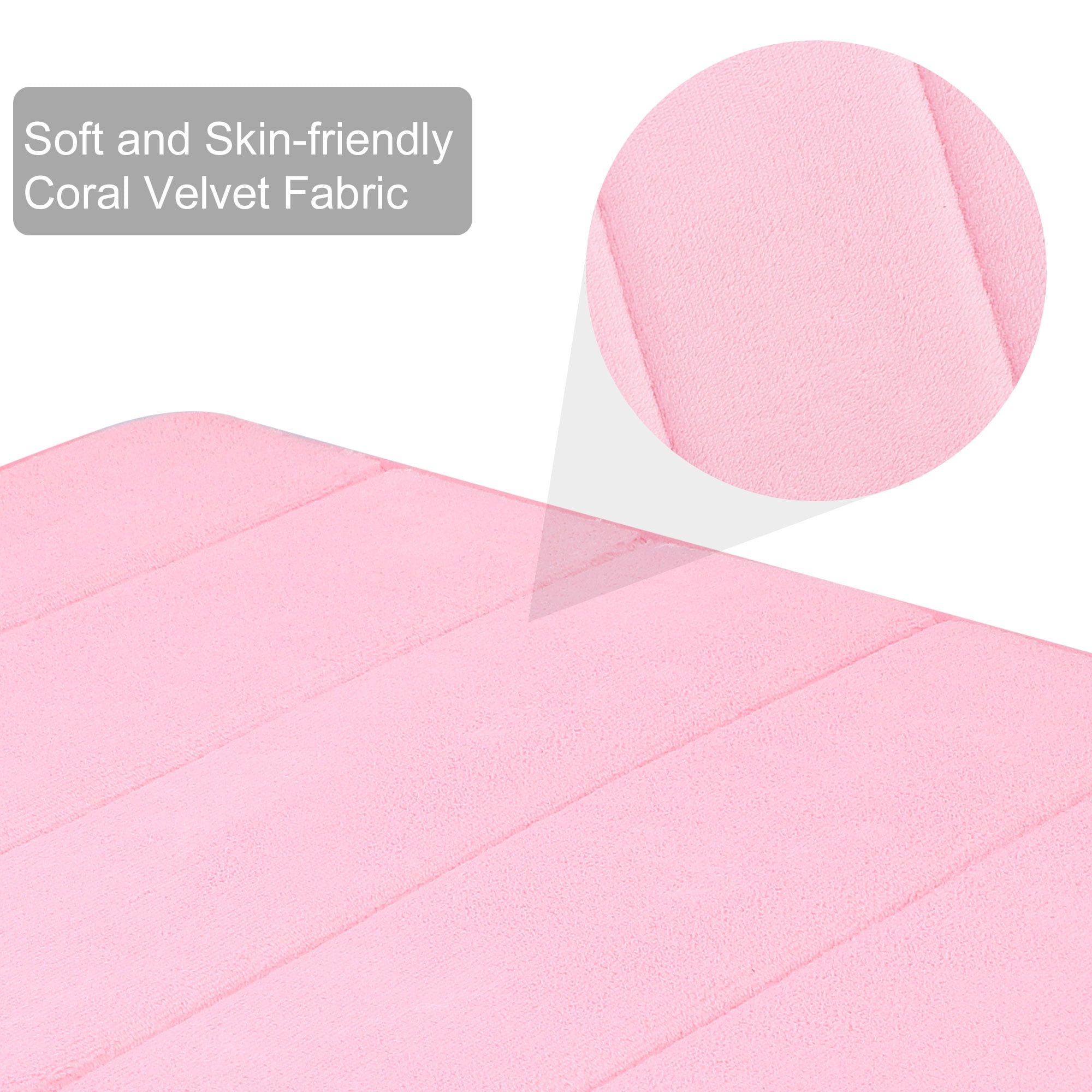Unique Bargains Solid Contemporary Memory Foam Bath Rug Pink 24"x16"