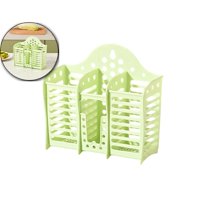 Dvruxg Utensil Holder, Plastic Wall Mounted Hollow Draining Chopstick Spoon Basket for Party Camping Picnic, Kitchen Counter, Office(Green)