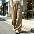 thumbnail image 6 of Akmaiox Wide Leg Sweatpants for Women, Plus Size Drawstring Waist Workout Joggers with Pockets, Casual Comfy Outdoor Hiking Pants, 6 of 7