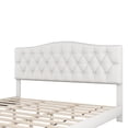 thumbnail image 6 of LegaHome King Bed Frame, New Upgraded King Size Linen Upholstered Platform Bed with Saddle Curved Headboard and Diamond Tufted Details, Solid Wood Frame, Holds 990lbs, No Box Spring Needed, Beige, 6 of 8