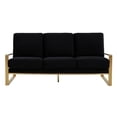 thumbnail image 4 of Leisuremod Jefferson Modern Velvet 3 Seater Sofa With Gold Frame Contemporary Living Room Couch (Black), 4 of 8