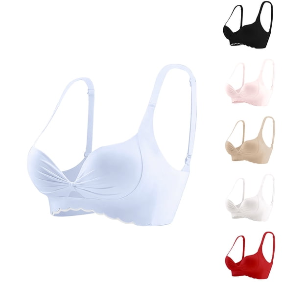 SAZBJOJN Women's Bras Seamless Full Coverage Bra Anti-Sagging Side Support Bras for Women Thin Lightly Push Up Bra No Underwire Comfort No Dig Strap Bra Size A Black