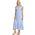 thumbnail image 4 of Women's Boho Peasant Dress Off Shoulder Short Sleeve Ruffle Maxi Dresses, 4 of 5