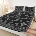 thumbnail image 4 of jejeloiu Chic Paisley Queen Sheets For Men Women,Initial Letter A Queen Sheet Sets,Black White,4-Piece,1 Flat Sheet, 1 Fitted Sheet and 2 Pillowcases, 4 of 6
