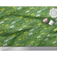 thumbnail image 1 of Soimoi Green Modal Satin Fabric Brush Stroke & Speed Drive Text Printed Fabric 1 Yard 42 Inch Wide, 1 of 1