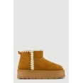 thumbnail image 2 of Women's Trendy Faux Fur Lined Faux Suede Crochet Detail Platform Booties, 2 of 3