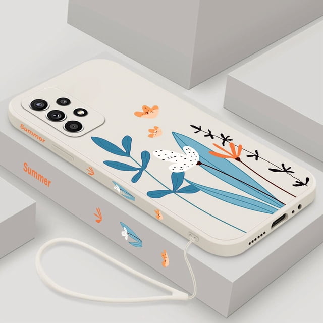 Funda de teléfono de mariposa para Samsung Galaxy A53 A73 A52 A52S A72 A33 A13 A32 A23 A22 5G, funda trasera líquida con cordón qiuyongmign unisex