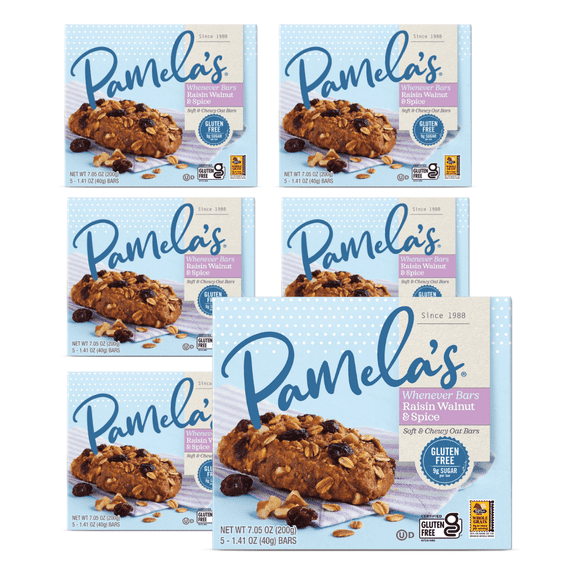Pamela’s Gluten-Free Raisin Walnut Spice Whenever Bar, 7.05 oz Box (Pack of 6)