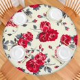 thumbnail image 2 of 44in Round Tablecloth with Elastic Edge, Waterproof Fitted Table Cover for 36-44" Tables, Floral Theme Polyester Reusable Table Cloths Wipe Clean for Picnic, Dining, Outdoor Use and Party Decor, 2 of 7