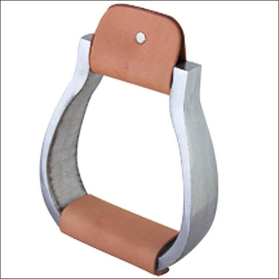Hilason Aluminium Bell Horse Saddle Stirrups With Leather Foot Grip