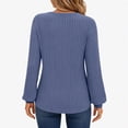 thumbnail image 3 of Women's V Neck Ribbed Knit Long Sleeve Tops Casual Bishop Sleeve Pullover Shirts for Fall Daily Wear, 3 of 7