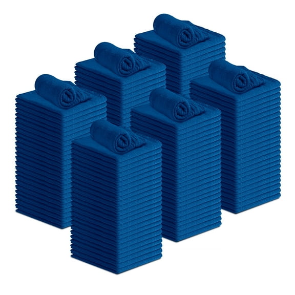 Avalon Towels 100% Cotton Shop Towels – 12x14 inches Super Value Pack of 150 Blue Cleaning Rags – Highly Absorbable and Multipurpose Towels for Automobiles, Industries, Offices and Homes