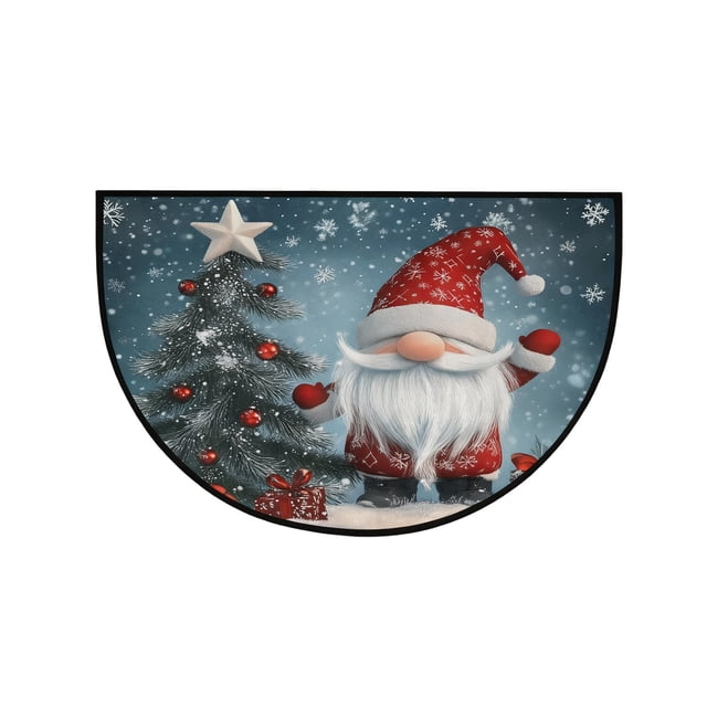 Colorful Christmas Semi-Circle Doormat, Non-Slip, Absorbent, For Entryway & Bathroom, Durable & Easy Clean