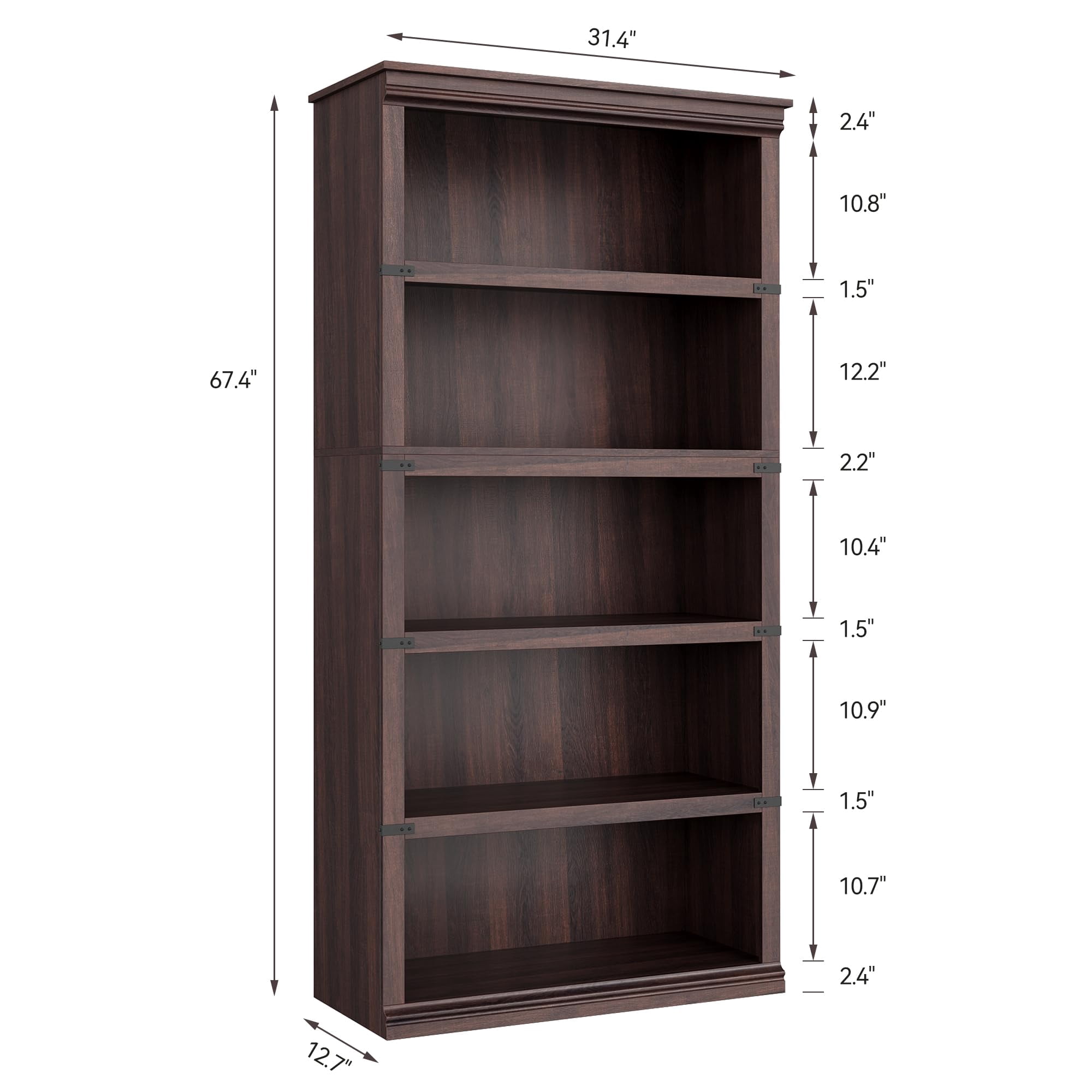 Huisuilinss 3/5 Tier Bookcase Bookshelf With Open Display Storage Shelves Floor Standing Unit Wooden Low Book Case Home Decor Furniture For Office Living Room Bed Room