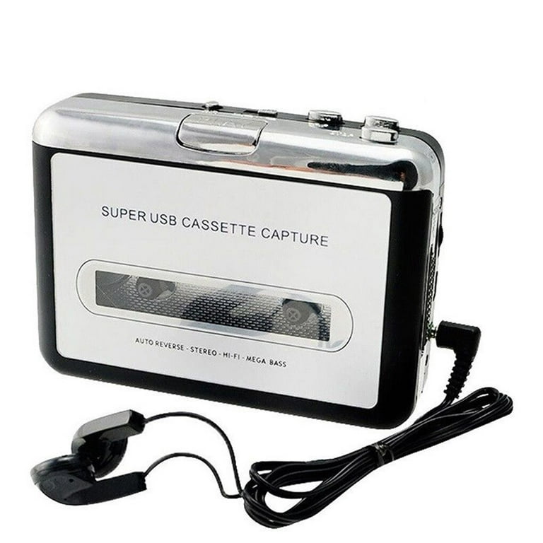 Tureclos Mini USB Cassette Tape to MP3 CD Converter Capture Audio Music Player Portable Tape Player, Silver