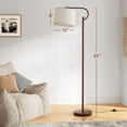 thumbnail image 3 of SUNMORY Arc Floor Lamps for Living Room, Dimming Standing Lamp with Linen Shade, 63" Tall lamp with 3 Color Temperature LED, Metal Modern Floor Lamps for Bedroom, Office, Bulb Included, Brown, 3 of 15