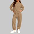thumbnail image 4 of VIPOIN Kids Full Zip Up Fleece Hoodie and Jogger Pants Set, Cozy Solid Color Tracksuit for Daily Wear, 4 of 7