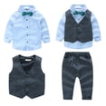 thumbnail image 1 of Trajes de Caballero para Niños, Trajes de 3 Piezas, Traje de Boda, Niño, Bebé, Fiesta Formal Azul gris - 140cm (7-8T) Baoblaze Traje de caballero para niños pequeños, 1 of 8