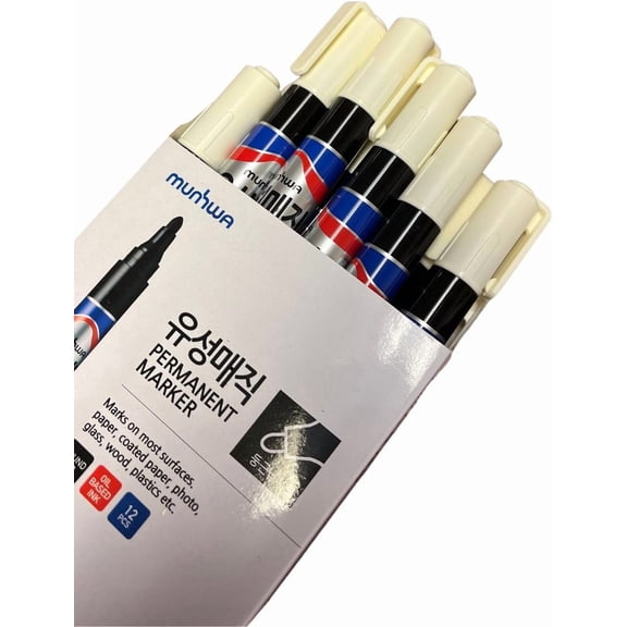 Medium Point Permanent Markers - 12-pack (Black)