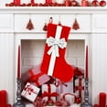 thumbnail image 4 of Décorations de Noël Hangs Bas de Noël Rouges Ornements Suspendus pour Cheminée Chaussettes en Peluche Bonbons avec Nœud en Velours Rouge pour Famille Décorations de Vacances de Noël, 4 of 9