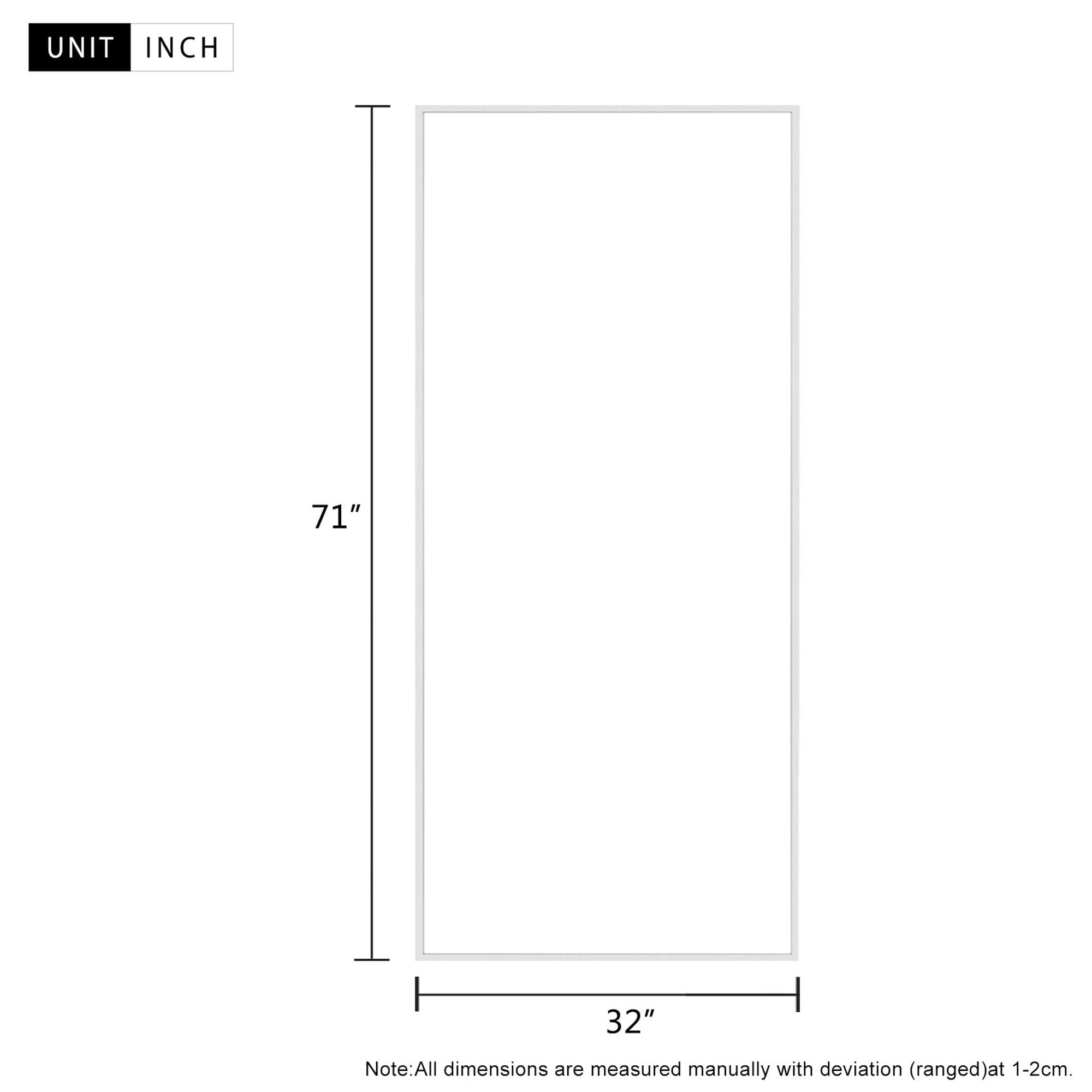 30 in x 70 in White Modern Wall Mirror