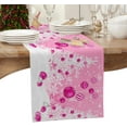 thumbnail image 3 of Pink Christmas Table Runner, White Xmas Tree Snowflakes Pink Balls Cotton Linen Tablecloth Holiday Farmhouse Table Decor for Home,Kitchen,Dining Room,Indoor,Outdoor,13X48 Inches Long, Winter, 3 of 7