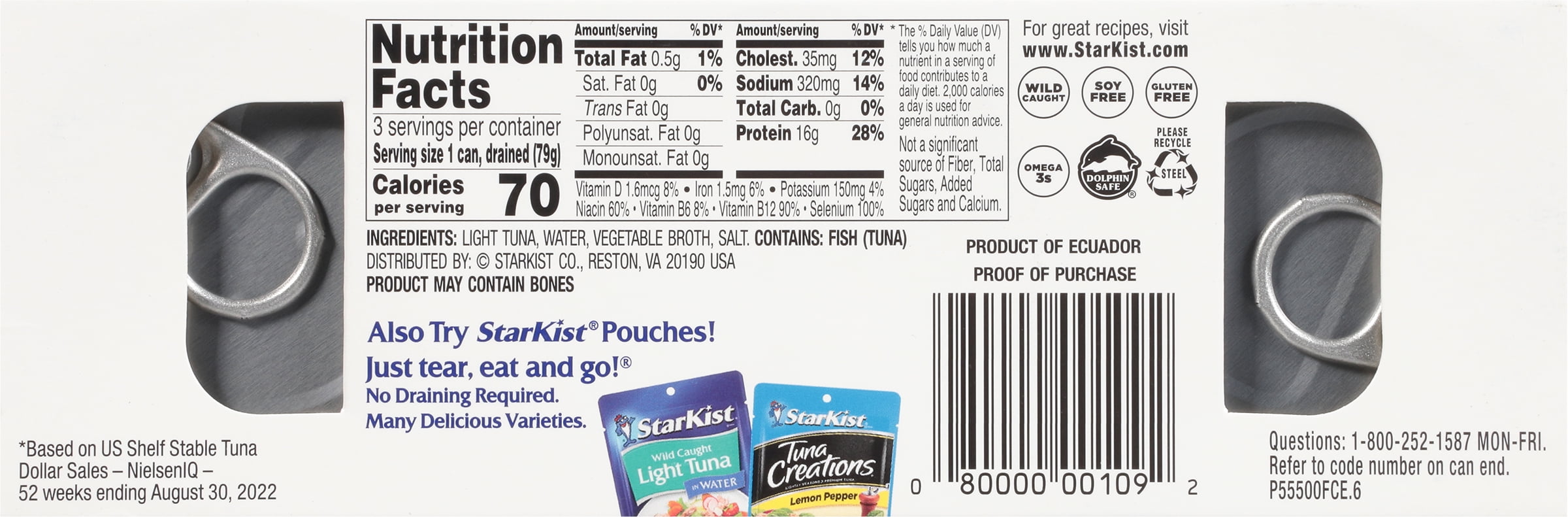 (3 pack) StarKist Solid White Albacore Tuna in Water, Wild Caught, 26g Protein, 5 oz Can