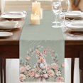 thumbnail image 3 of Easter Bunny Table Runner, Cute Rabbit Rose Floral Country Leaves Plants Green Cotton Linen Table Runners 70 Inches Long, Dresser Scarf Runner for Dining/Kitchen/Coffee/TV Stands/Cabinets 13''x70'', 3 of 9