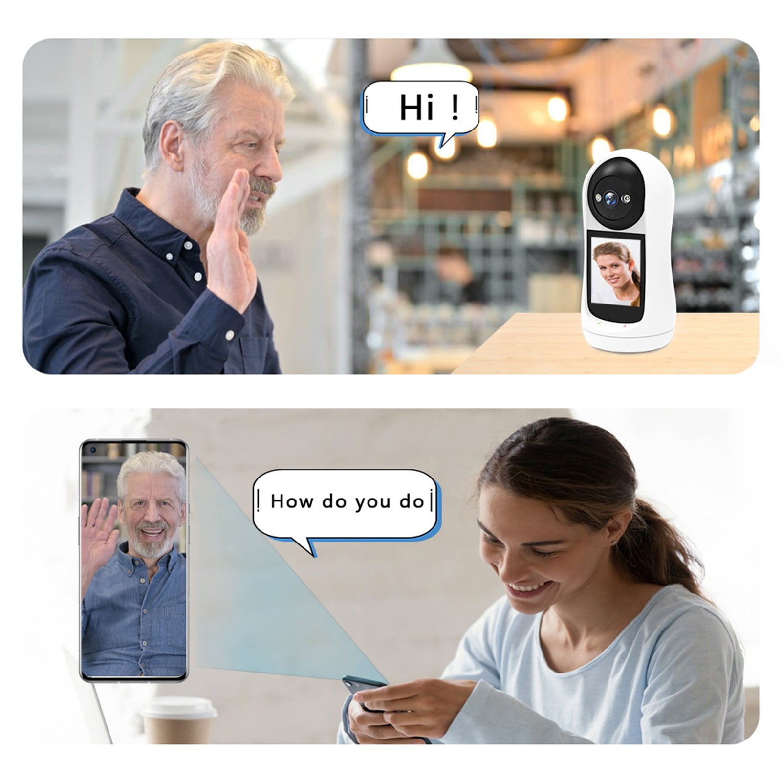 cpengpj Smart Home Camera with Display, Two-way Video Calling, One-Touch Button, White Plastic for Baby Monitor and Elderly Care