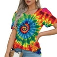 thumbnail image 4 of Womens Tie-Dye T Shirts Summer Fashion Tunic Tops for Leggings Colorful Round Neck Short Sleeve Tee, 4 of 7