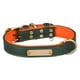 thumbnail image 2 of Collar para perro personalizado, etiqueta de identificación grabada, ajustable, de cuero sintético, con placa de identificación grabable, collar con e Verde L, 2 of 9