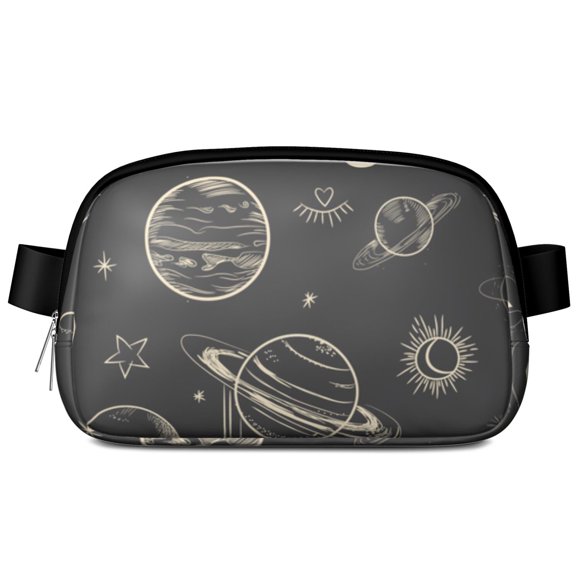 Sac Ceinture Gothique Cosmique – Pack de Fanny Lune et Soleil avec Imprimé Astrologie Spirituelle, Design Esthétique Étoilé pour Femmes