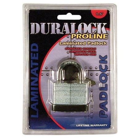 Removable Cylinder Padlock Duralock Pro-line | 5-pin Solid Brass Cylinder | Body Galvanized, Laminated, Zinc-plated Plates | Hardened and Chromed Shackle | 1 Lock with 2 Sold Brass Chromed Keys | Life Time Warranty | ()