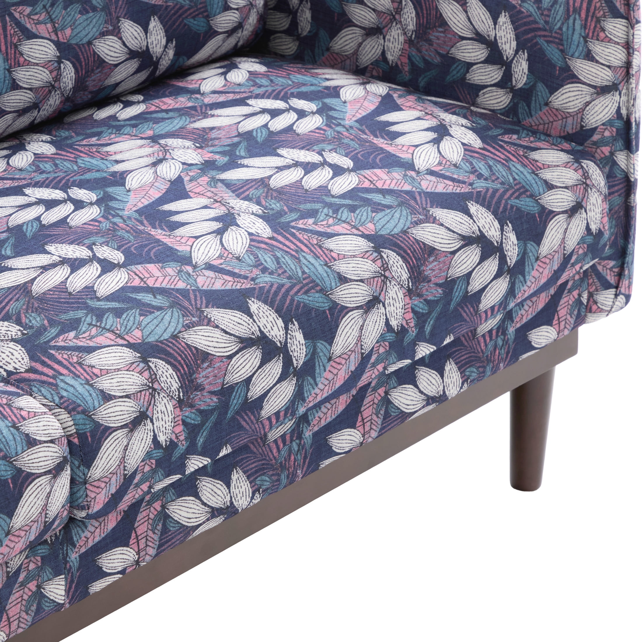 Christopher Knight Home Modern 75.75" Loveseat Sofa, Chenille Couch with Cushion and Wooden Legs, Blue Floral