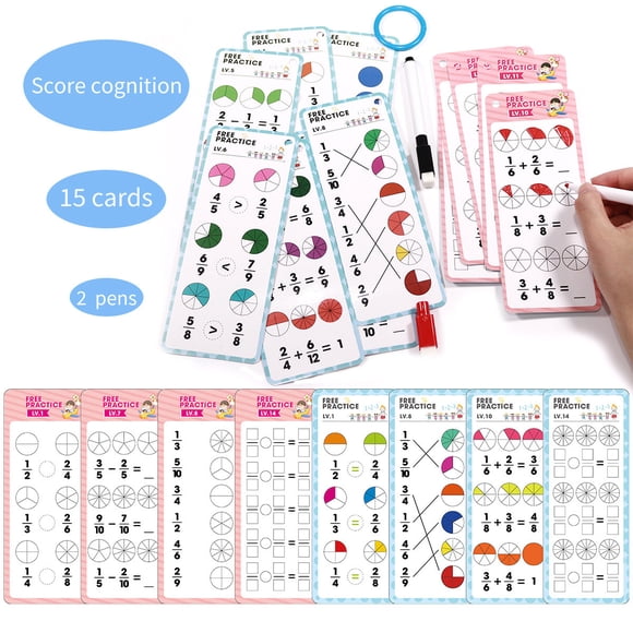 Playing Card Set 15 Math Number Cards Reusable and Erasable for Math Learning and Educational Toys