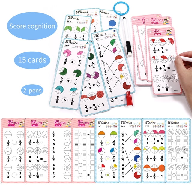 Playing Card Set 15 Math Number Cards Reusable and Erasable for Math Learning and Educational Toys