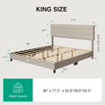 thumbnail image 2 of Novilla King Bed Frame and Headboard, King Bed Frame, Linen Upholstered Stripe Bed Frames, No Box Spring Needed, Heavy Duty Feet, Easy Assembly, Beige, 2 of 8
