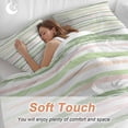 thumbnail image 4 of 3 Piece Green Pink Stripes Duvet Cover Set Full Size,Microfiber Comforter/Quilt Cover with Corner Ties and 2 Pillowcases,Gradient Geometric Smear Art Paint All Season Soft Bedding with Zipper Closure, 4 of 8