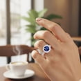 thumbnail image 4 of Mauli Jewels 1.40 Carat Sapphire Engagement Ring for Women – Halo Diamond Ring in 14K Rose Gold with Natural Sapphire Center Stone, 4 of 7