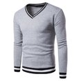 thumbnail image 2 of safuny Men's Loose Tops Big&Tall Fashion Casual Cotton Outwear Long Sleeve Shirts Color Block Pullover V Neck Sweatshirts Gray XXL, 2 of 8