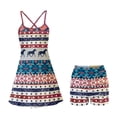 thumbnail image 5 of Yuyamidu Southwest Aztec Horse Tennis Dress for Womens Breathable Athletic Dresses with Built-in Shorts U Neck Spaghetti Straps Workout Golf Dress Size XS 2 Piece Sets Outfits, 5 of 7