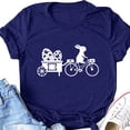 thumbnail image 4 of Pxiakgy Liquidation! T-Shirts de Pâques Col Rond pour Femmes Joyeuses Pâques Lapin avec Lunettes Blouse Décontractée Graphique Printemps Hauts Colorés Tee Femmes Topseaster Manches Courtes Chemise Décontractée Mode Bleue TG, 4 of 5